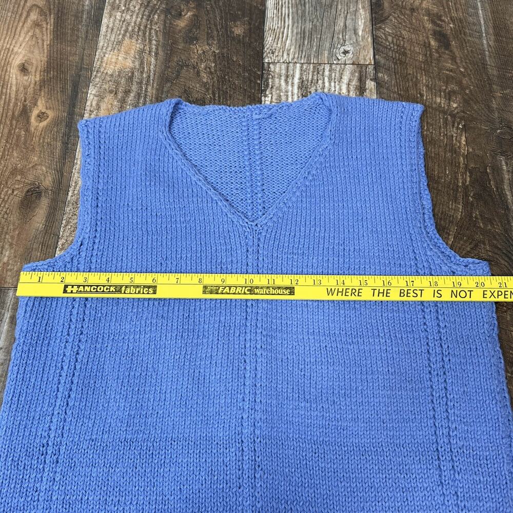 Blue Handmade Sweater Vest V-Neck - Picture 5 of 7